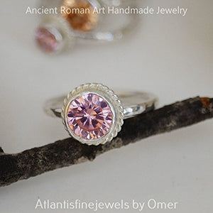Turkish Pink Topaz Ring Handmade Designer Jewelry By Omer 925 Sterling Silver 