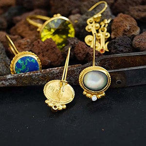 925k Silver Handmade Mother Of Pearl Earrings 24k Gold Vermeil Turkish Jewelry