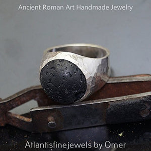 Turkish Handmade Large Lav Men's Ring 925 Sterling Silver