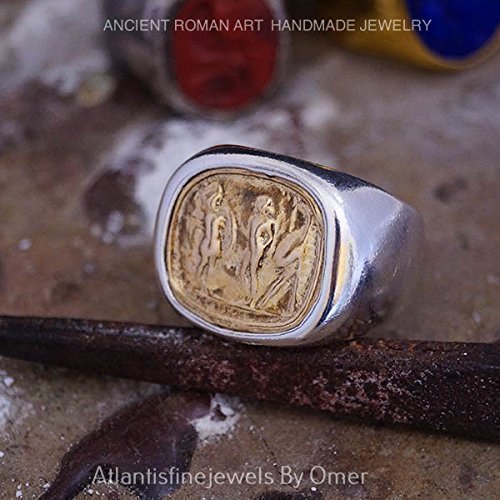 Turkish Bronze Coin Ring Handmade Designer Jewelry By Omer 925 Sterling Silver 