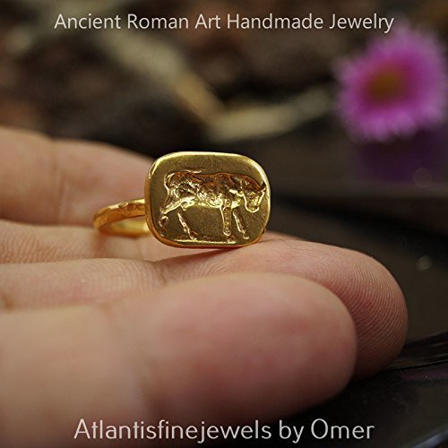 Bull Coin Ring Handmade Sterling Silver Design By Omer 24k Gold Vermeil Turkish