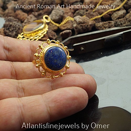 Peacock Handcrafted Turkish Lapis Ring 24k Gold Over Sterling Silver By Omer Roman Jewelry