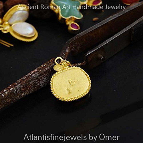 Coral Pendant By Omer 24k Yellow Gold Over Sterling Silver Designer Handmade