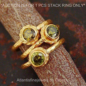  Turkish Peridot Stack Ring Handmade Designer Jewelry By Omer 925 Sterling Silver 24 k Yellow Gold Plated