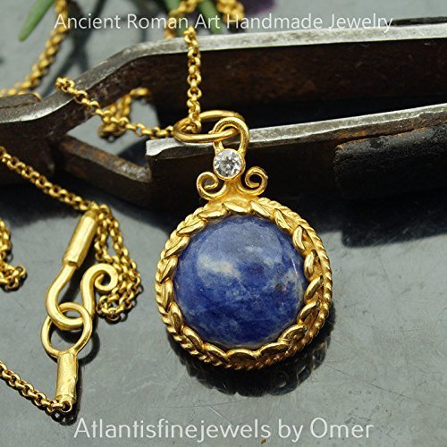 Omer Anatolian Handcrafted Turkish Lapis Necklace 24k Gold Over Sterling Silver