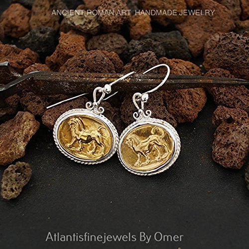 Turkish Lion Coin Earrings Handmade Designer Jewelry By Omer 925 Sterling Silver 