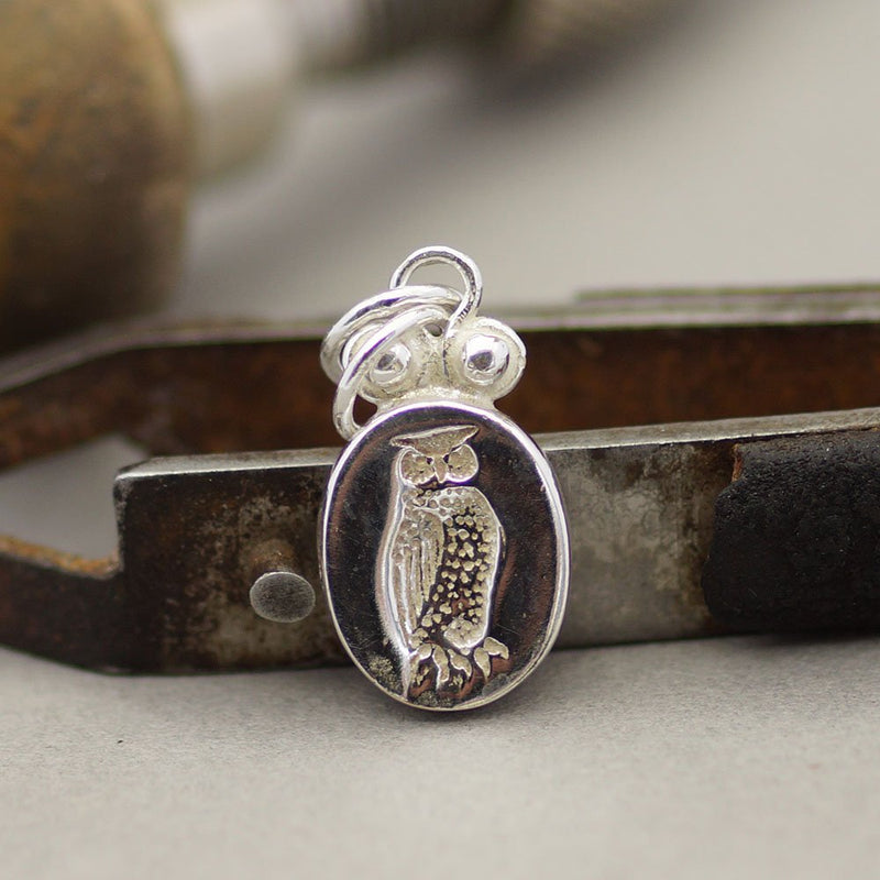 925k Sterling Silver Ancient Art Owl Coin Pendant By Omer Handmade Jewelry