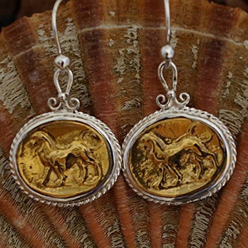 Lion coin earrings Sterling Silver Handmade Custom Work Turkish Jewelry By Omer