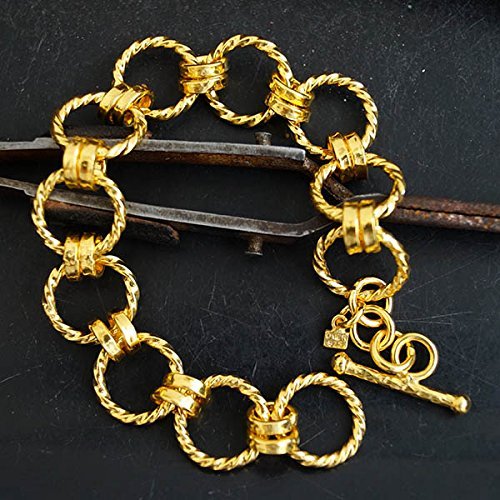 Handmade Sterling Silver 925k Hammered Link Chain Twist Bracelet By Omer Jewelry
