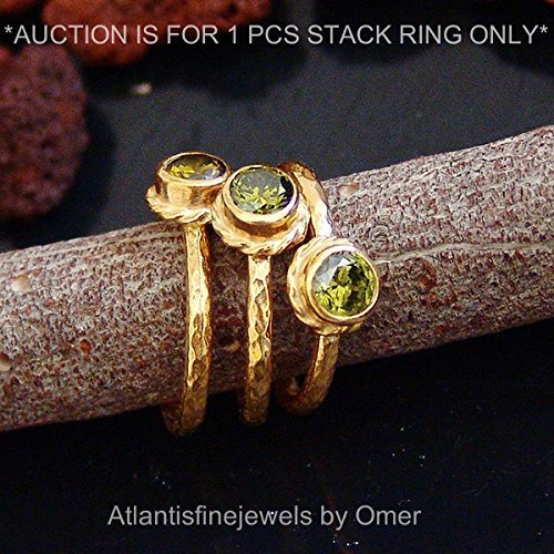 1 pcs Ancient Roman Art Peridot Stack Ring 24k Gold Over Sterling Silver By Omer