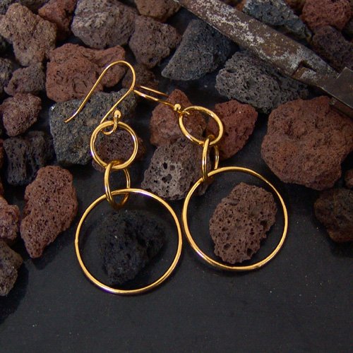 925 Sterling Silver Handmade Designer Circle Earrings 24k Yellow Gold Vermeil