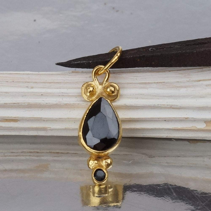 925 Sterling Silver Onyx Pendant 24k Gold Vermeil By Omer Ancient Turkish Jewelr