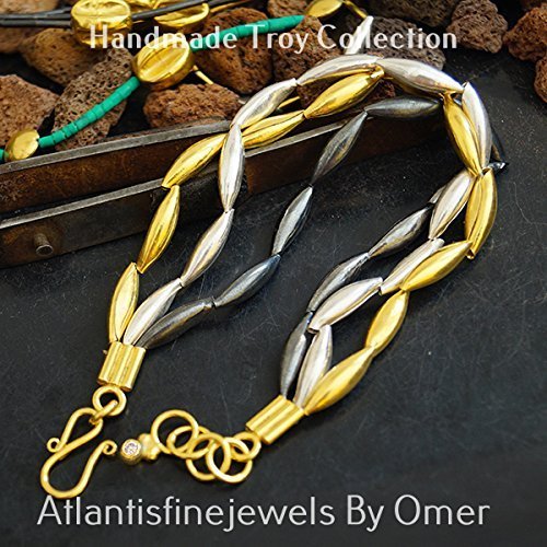 3 Color 925 Sterling Silver Troy Grain Bracelet Ancient Work By Omer Handmade