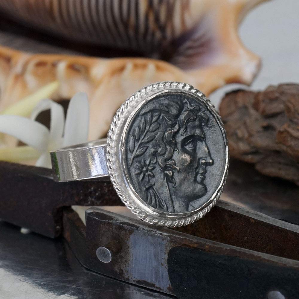 Omer Handmade Roman Art Sterling Silver Flat Band Oxidized Large Alexa