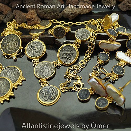 Handmade Large Ottoman Script Coin Earrings By Omer 24k Gold Over 925 k Silver