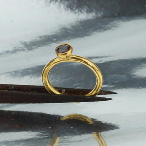 Turkish Handmade Garnet Ring 925 Sterling Silver 24 k Yellow Gold Plated