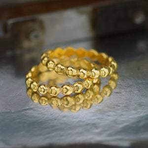 Turkish Stack Ring Handmade Designer Jewelry By Omer 925 Sterling Silver 24 k Yellow Gold Plated