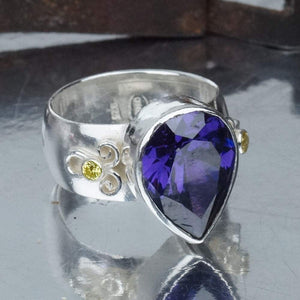 Turkish Amethyst Large Ring Handmade Designer Jewelry By Omer 925 Sterling Silver