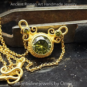 Omer Peridot Necklace & Pendant Sterling Silver Handmade Fine Turkish Jewelry