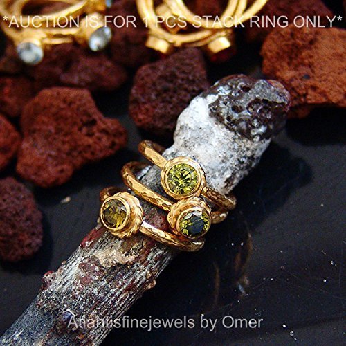 1 pcs Ancient Roman Art Peridot Stack Ring 24k Gold Over Sterling Silver By Omer