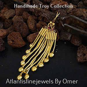 Multiple Strand Ancient Ruby Troy Earrings By Omer 24 k Gold Over Sterling Silver