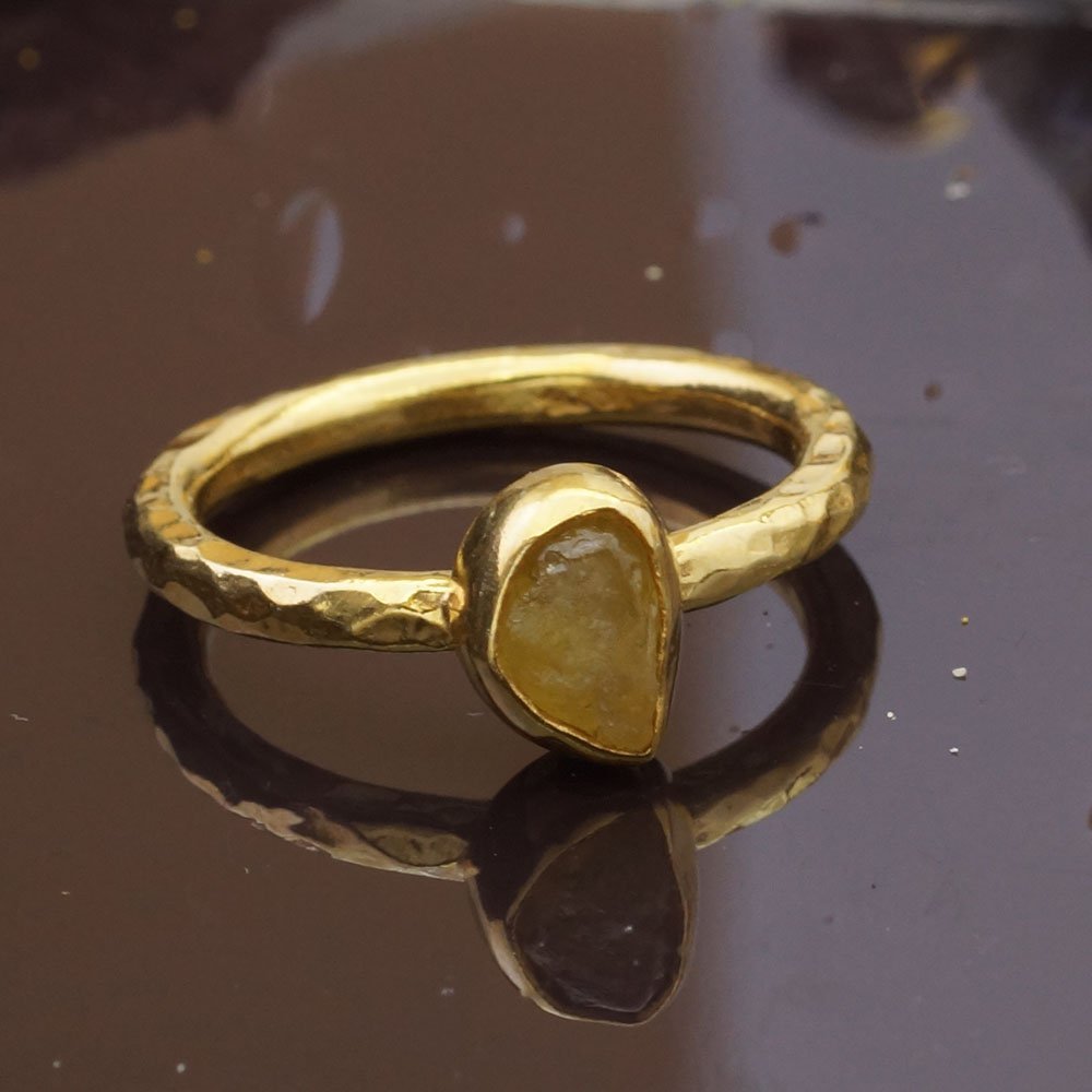 Turkish Yellow Garnet Ring Handmade Designer Jewelry By Omer 925 Sterling Silver 24 k Yellow Gold Plated