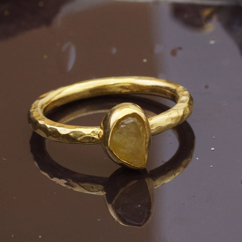 Turkish Yellow Garnet Ring Handmade Designer Jewelry By Omer 925 Sterling Silver 24 k Yellow Gold Plated