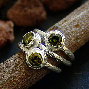 Turkish Peridot Ring Handmade Designer Jewelry By Omer 925 Sterling Silver 24 k Yellow Gold Plated