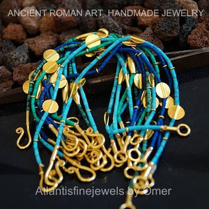 Anatolian Turquoise Troy Handmade Bracelet By Omer 24 k Gold over 925 k Silver T