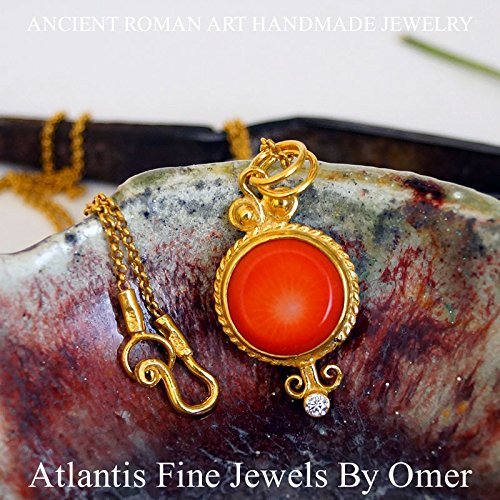 Omer Coral Necklace w/chain Sterling Silver Handmade Fine Turkish Jewelry