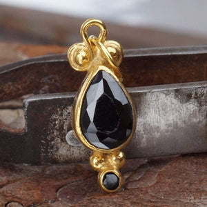 925 Sterling Silver Onyx Pendant 24k Gold Vermeil By Omer Ancient Turkish Jewelr