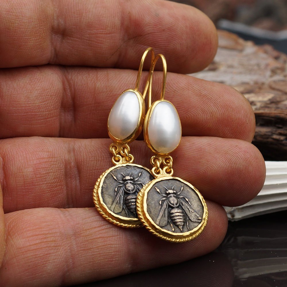 Turkish Bee Coin Earrings 