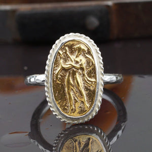 FREE SIZE Silver 925 k 2 Tone Ancient Roman Coin Ring Handmade Turkish Jewelry
