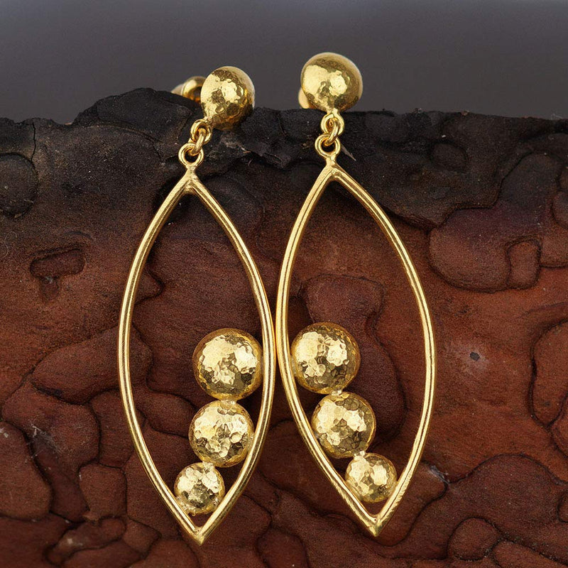 Turkish Circle Collection Earrings Handmade Designer Jewelry By Omer 925 Sterling Silver 24 k Yellow Gold Plated