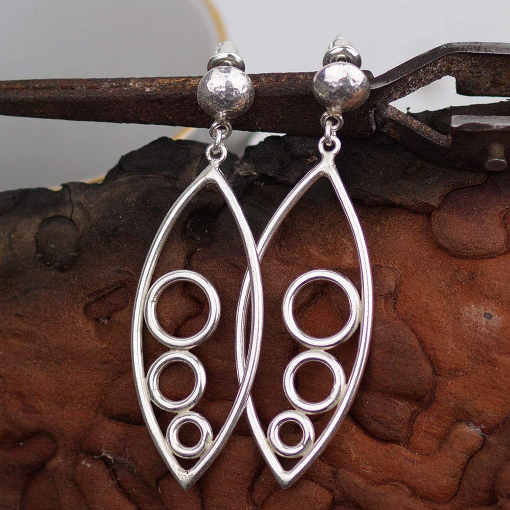Handmade Turkish 925 Silver Chandelier Large Earrings Circle Collection By Omer
