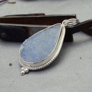Handmade Sterling Silver 925k Blue Druzy Pendant by Omer