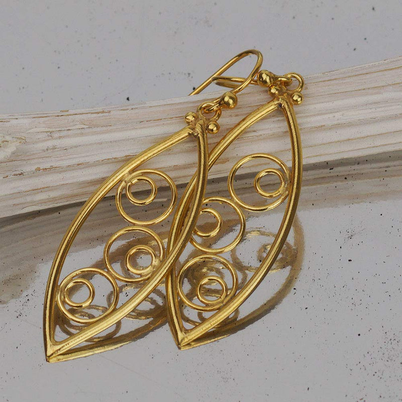 925 k Silver Handmade Circle Artisan Jewelry Turkish Gold Earrings By Omer