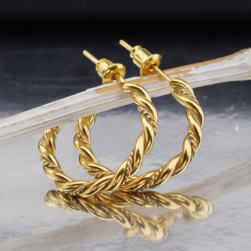 Turkish Hoop Earrings Handmade Designer Jewelry By Omer 925 Sterling Silver 24 k Yellow Gold Plated