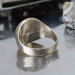925 Silver Bee Coin Signet Men's Ring Satin Finish Handmade Designer Jewellery